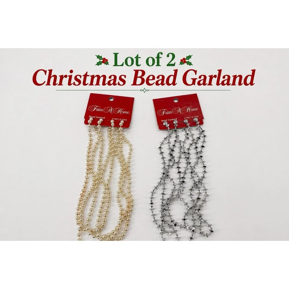 Lot 2 Bead Garland Gold Silver Crystal Christmas Tree Wedding Craft Decor